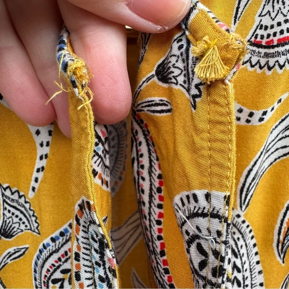 Beachlunchlounge Paisley Boho Marigold Yellow Sleeveless Shift Dress S Festival - Picture 9 of 9